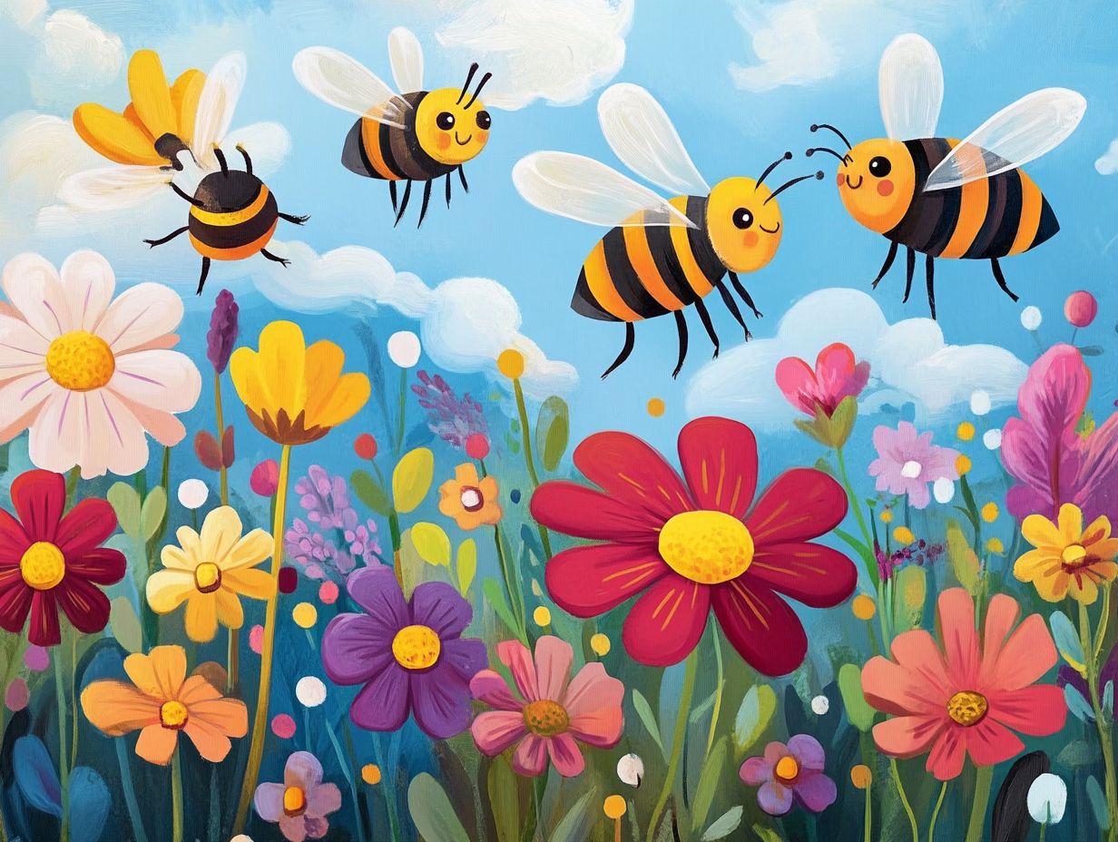 Image depicting common behaviors of pollinating bees.