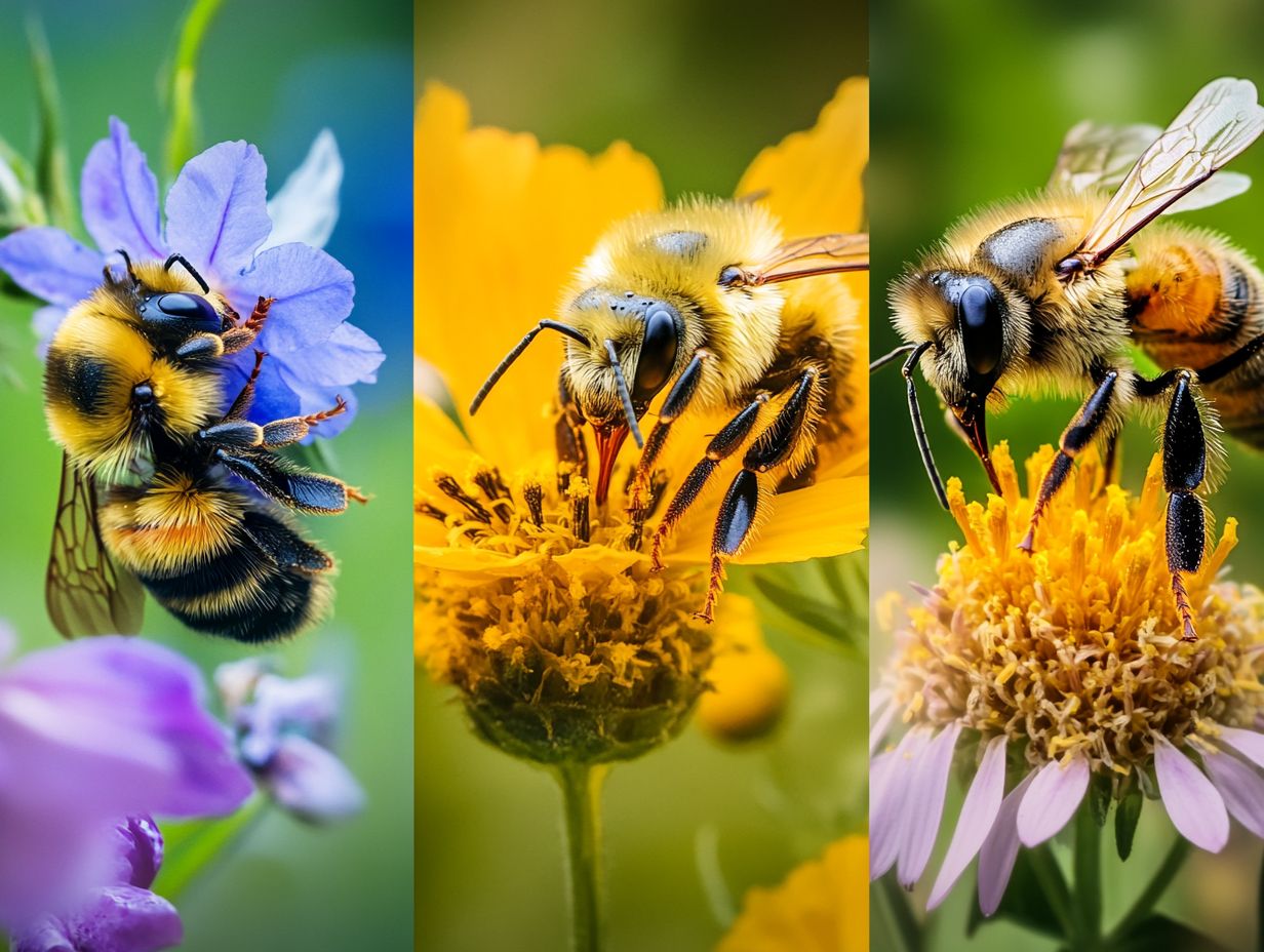 An illustration of various bee species featured in frequently asked questions.