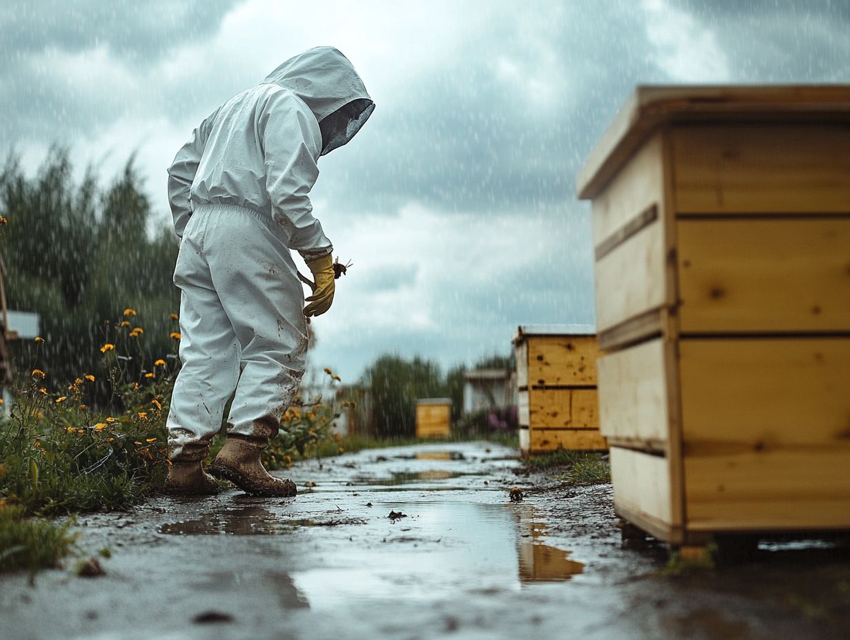 Visual summary of key beekeeping practices for rainy days