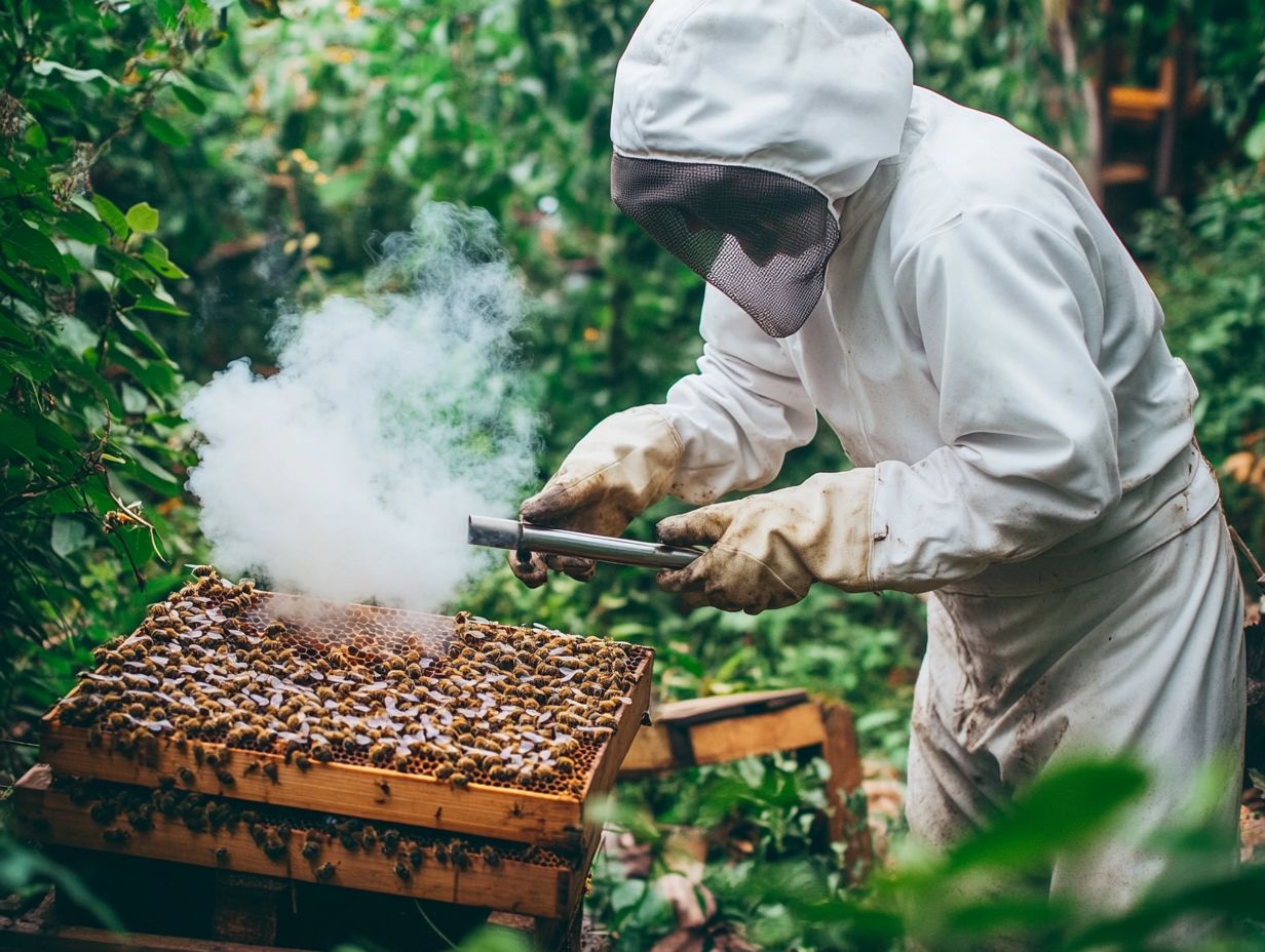 Visual guide to key takeaways for using a beekeeping smoker