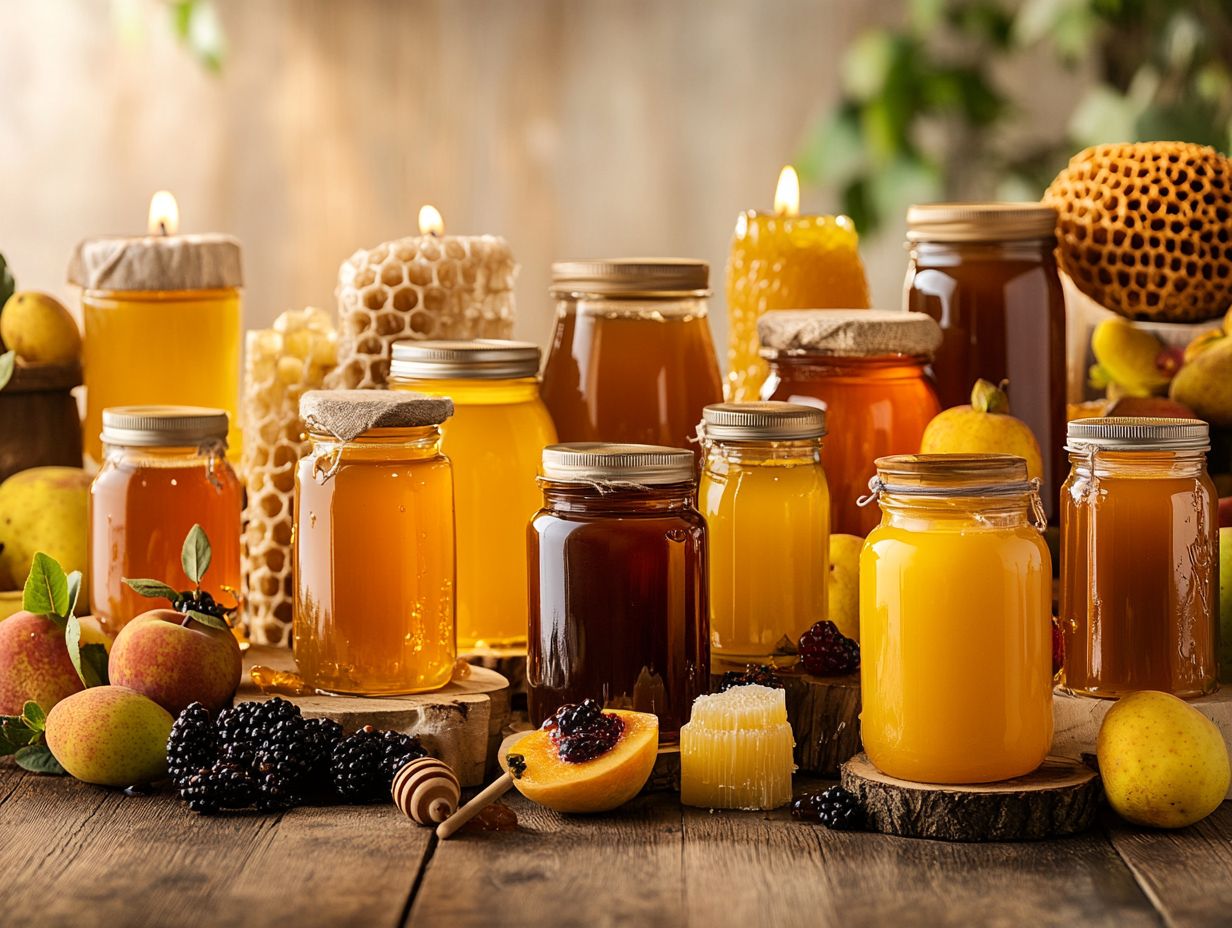 A diverse selection of honey jars showcasing different types.