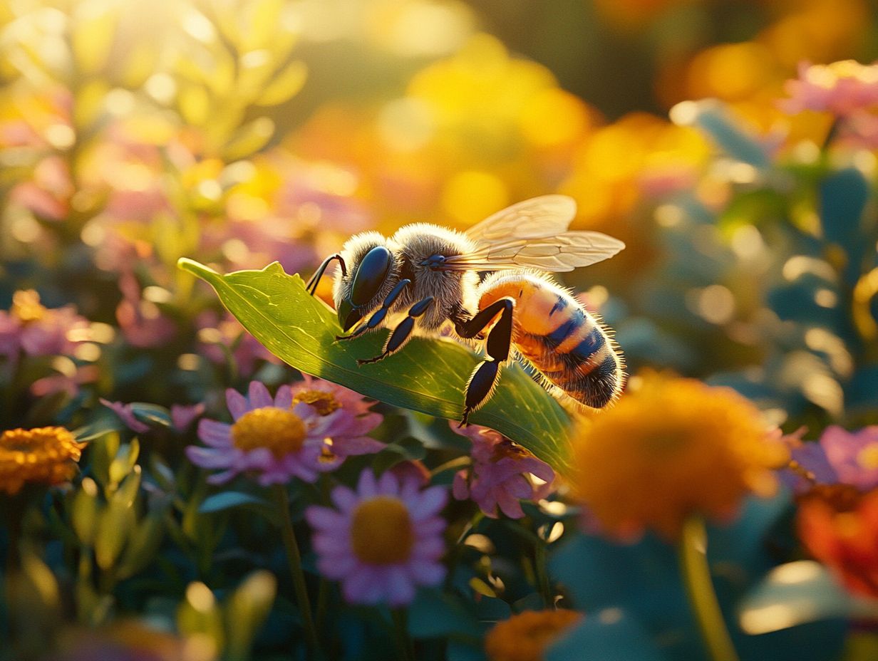 Leafcutter bees feeding on nectar and gathering pollen.