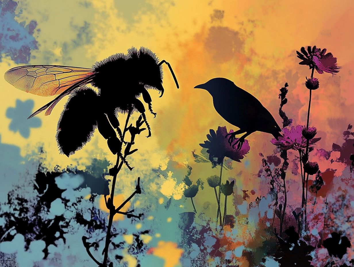 Illustration depicting the consequences of bee predation on ecosystems.