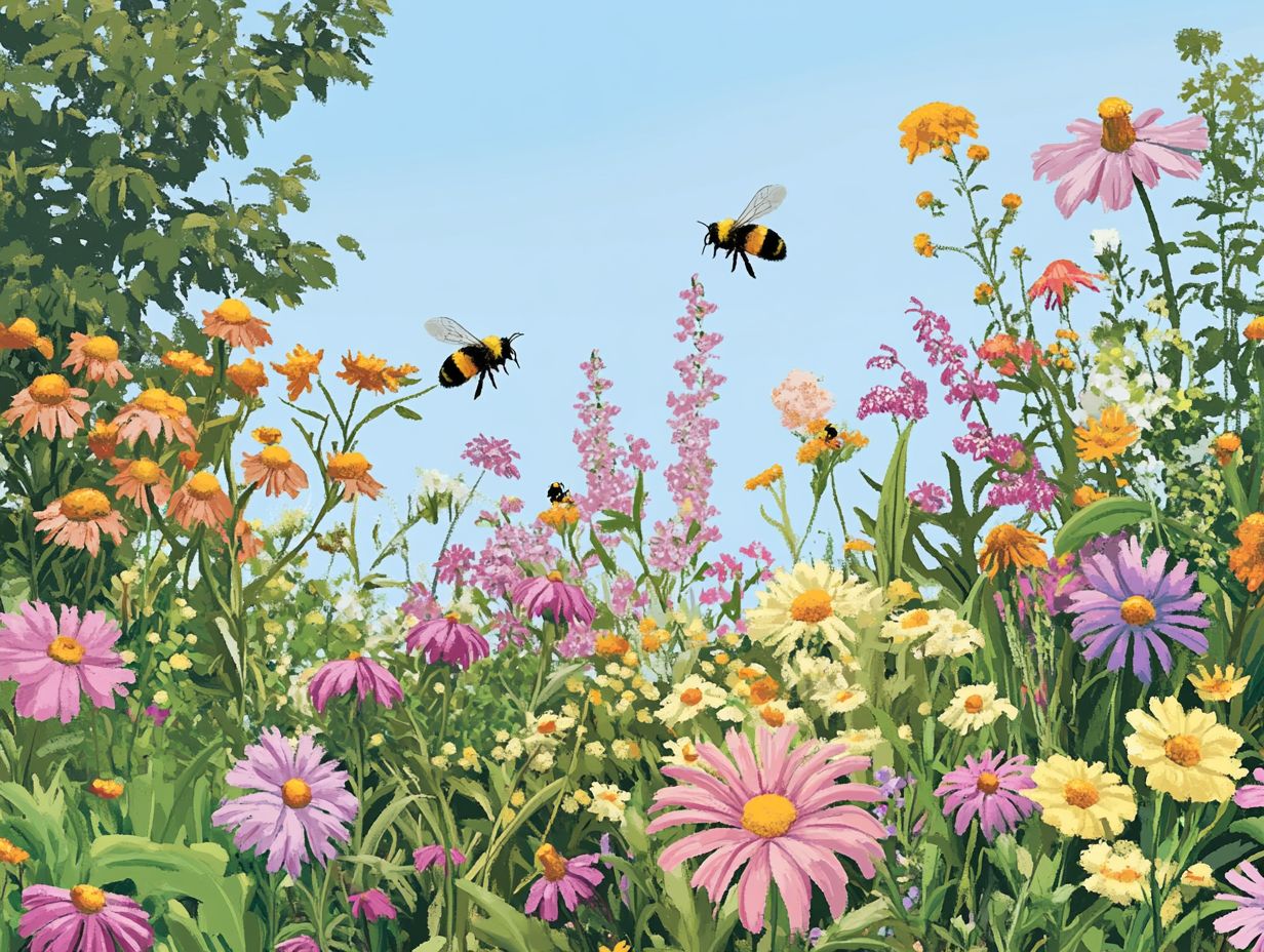 An image illustrating how pollinator gardens support bee species.