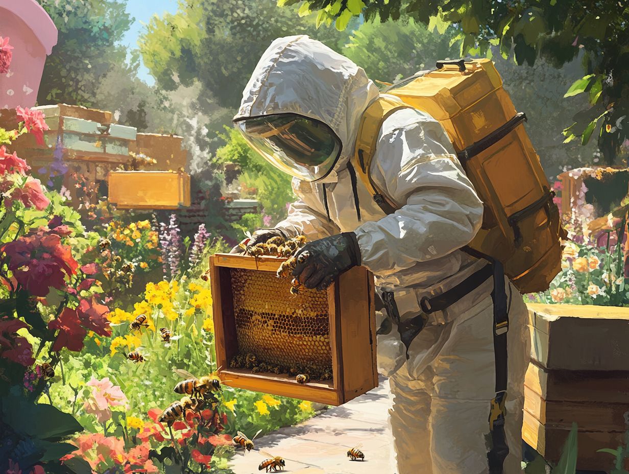 Bees collecting honey and pollen stores for a thriving hive