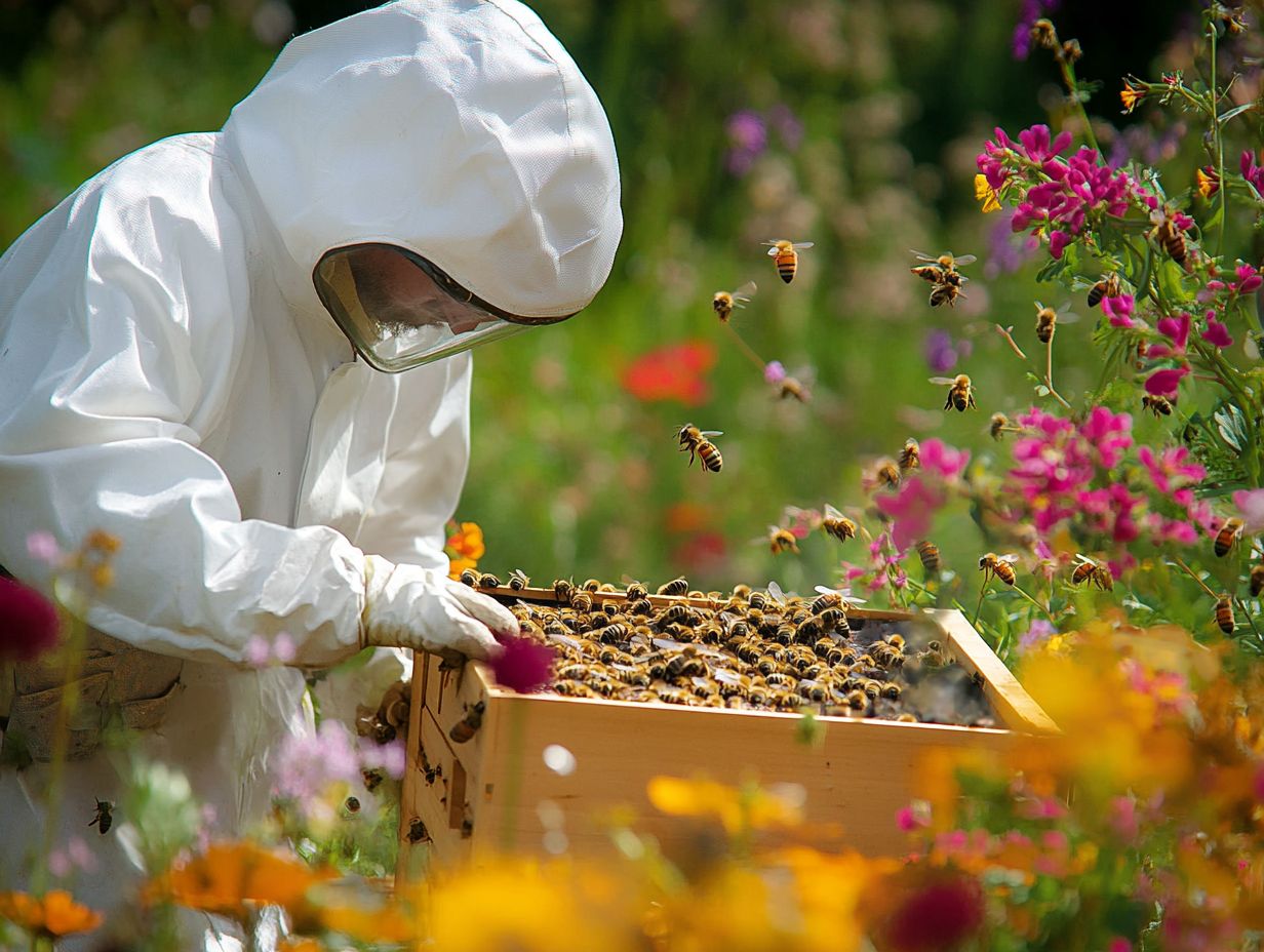 Bees being rehived after an absconding event