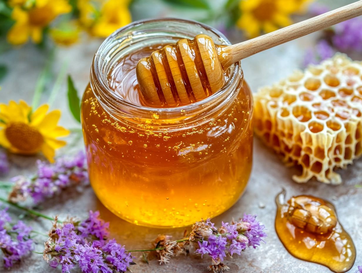 Visual guide to identifying high-quality honey.