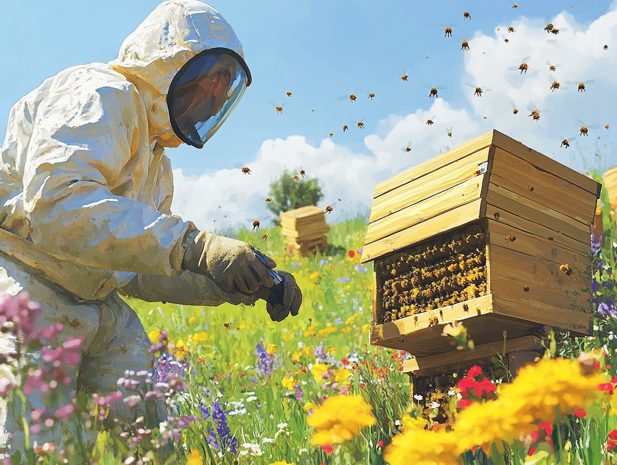 A beekeeper rotating hive boxes to enhance bee foraging