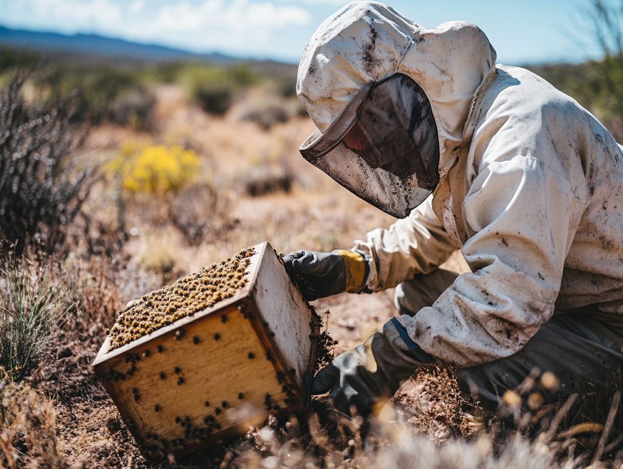 A beekeeper conducting hive inspections to ensure bee health.