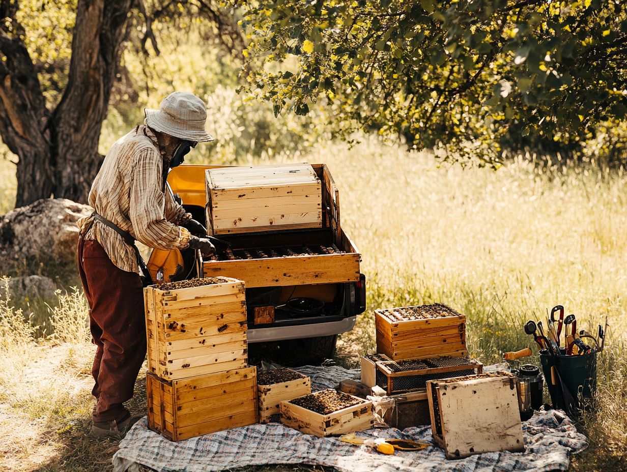 Graphic representation of frequently asked questions about beekeeping transport