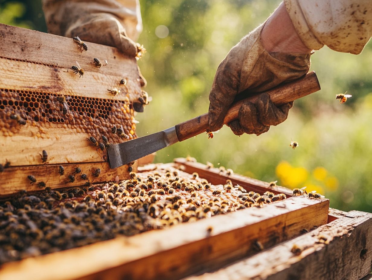 Illustration of essential beehive tools