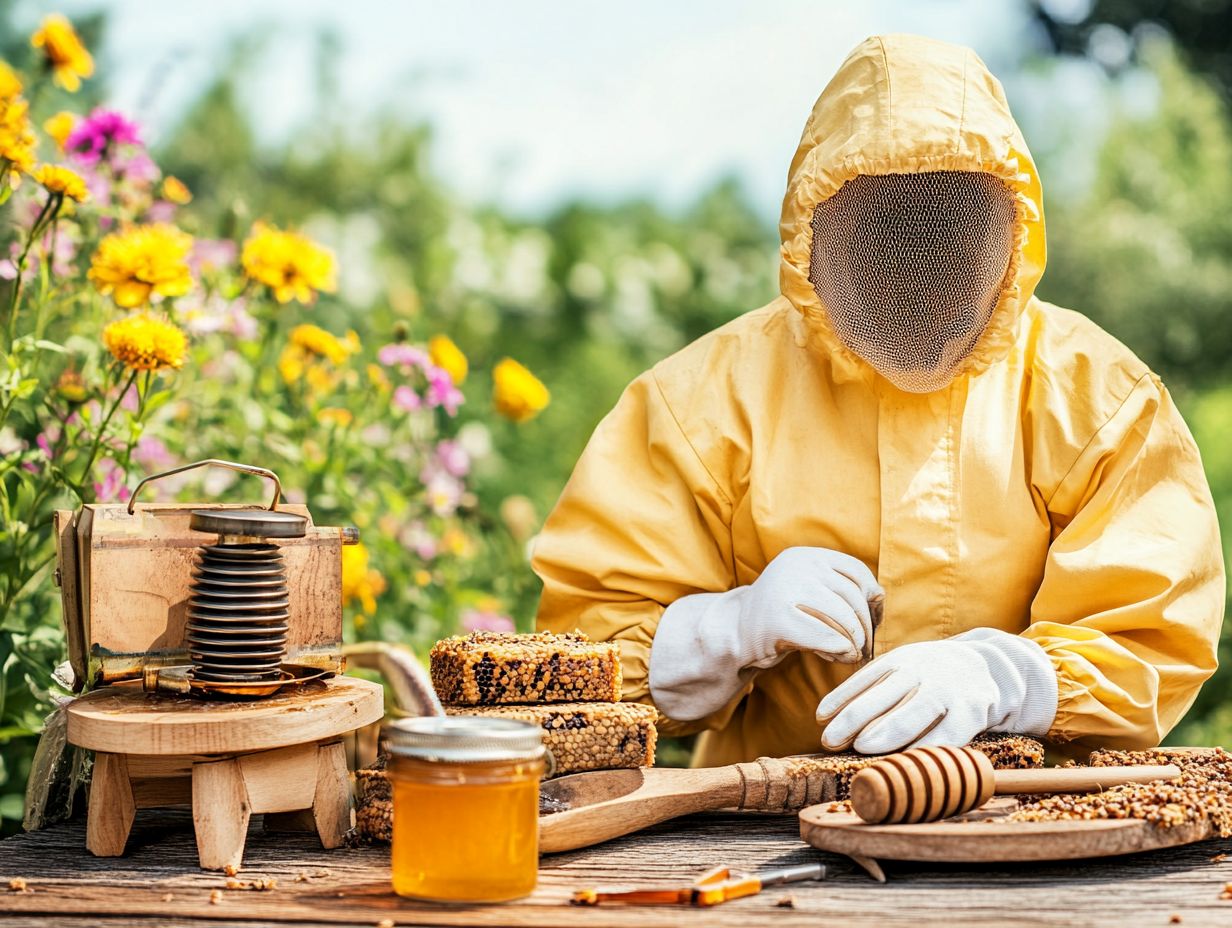 Essential summer beekeeping equipment display