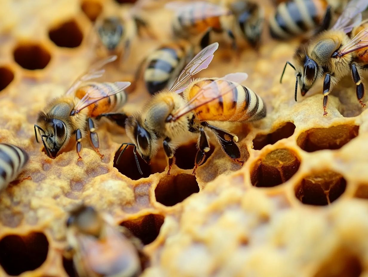 Illustration showing signs of a failing queen bee.