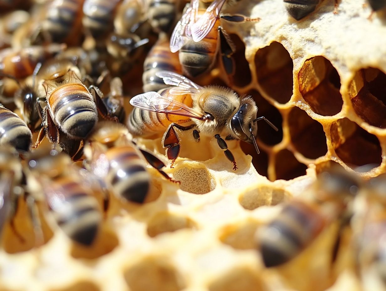 Signs of a healthy queen in your hive: consistent laying pattern, active brood chamber, and thriving colony.