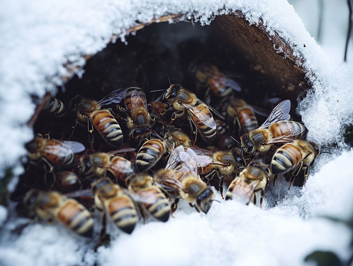 Bees collecting various types of pollen