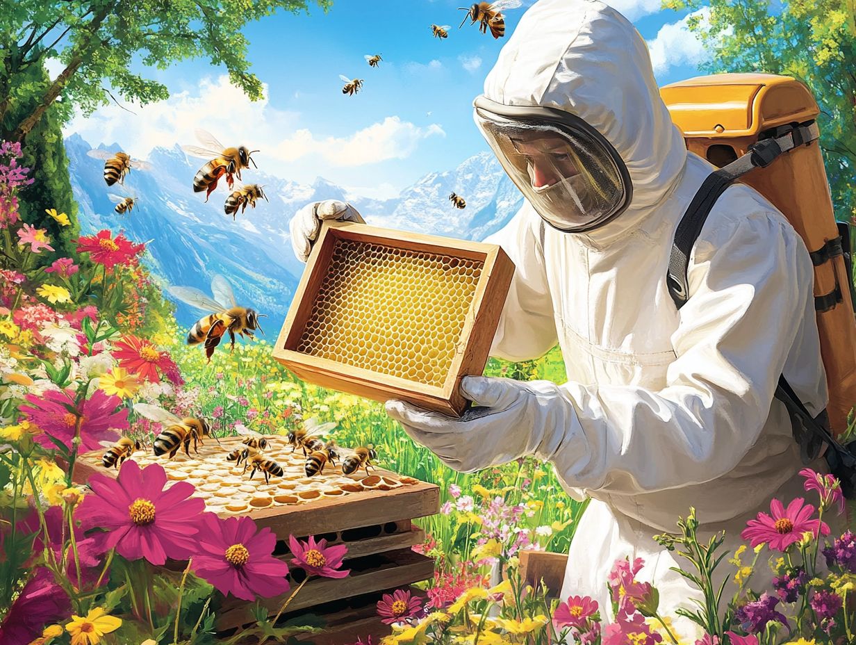 Bee inspection for signs of pests or diseases in the hive