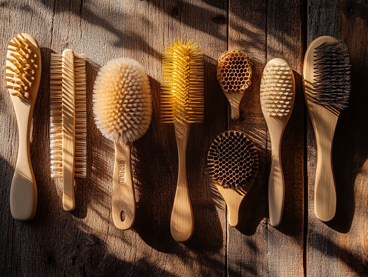 Image showing various types of bee brushes for gentle handling.