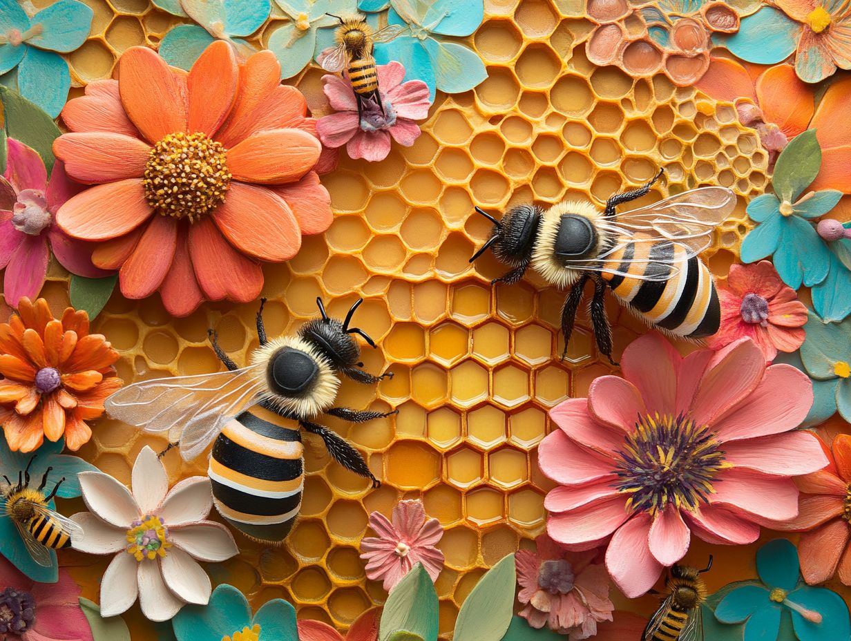 The communication styles of honey bees, illustrating waggle dance, pheromones, and vibrations.