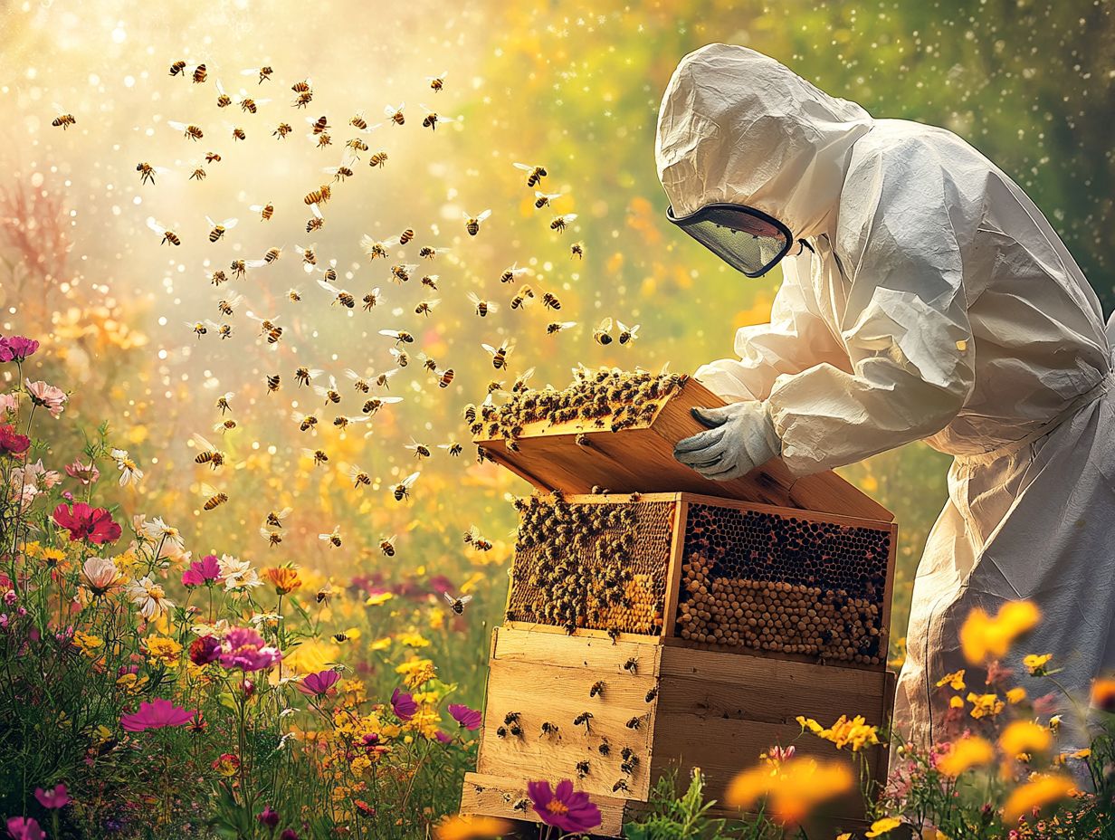 Bees foraging for nectar and pollen to sustain their colony