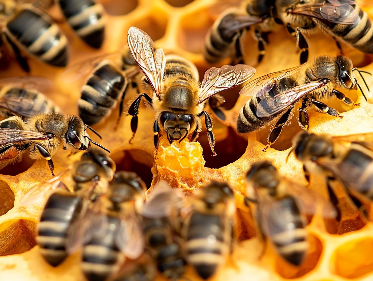 Queen bee returning to the hive after mating flight