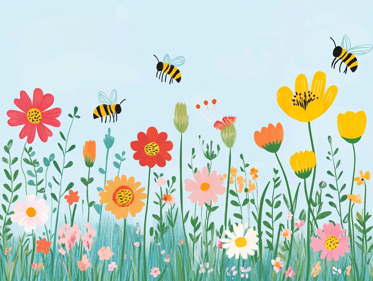 Infographic summarizing the relationship between flowers and bees.