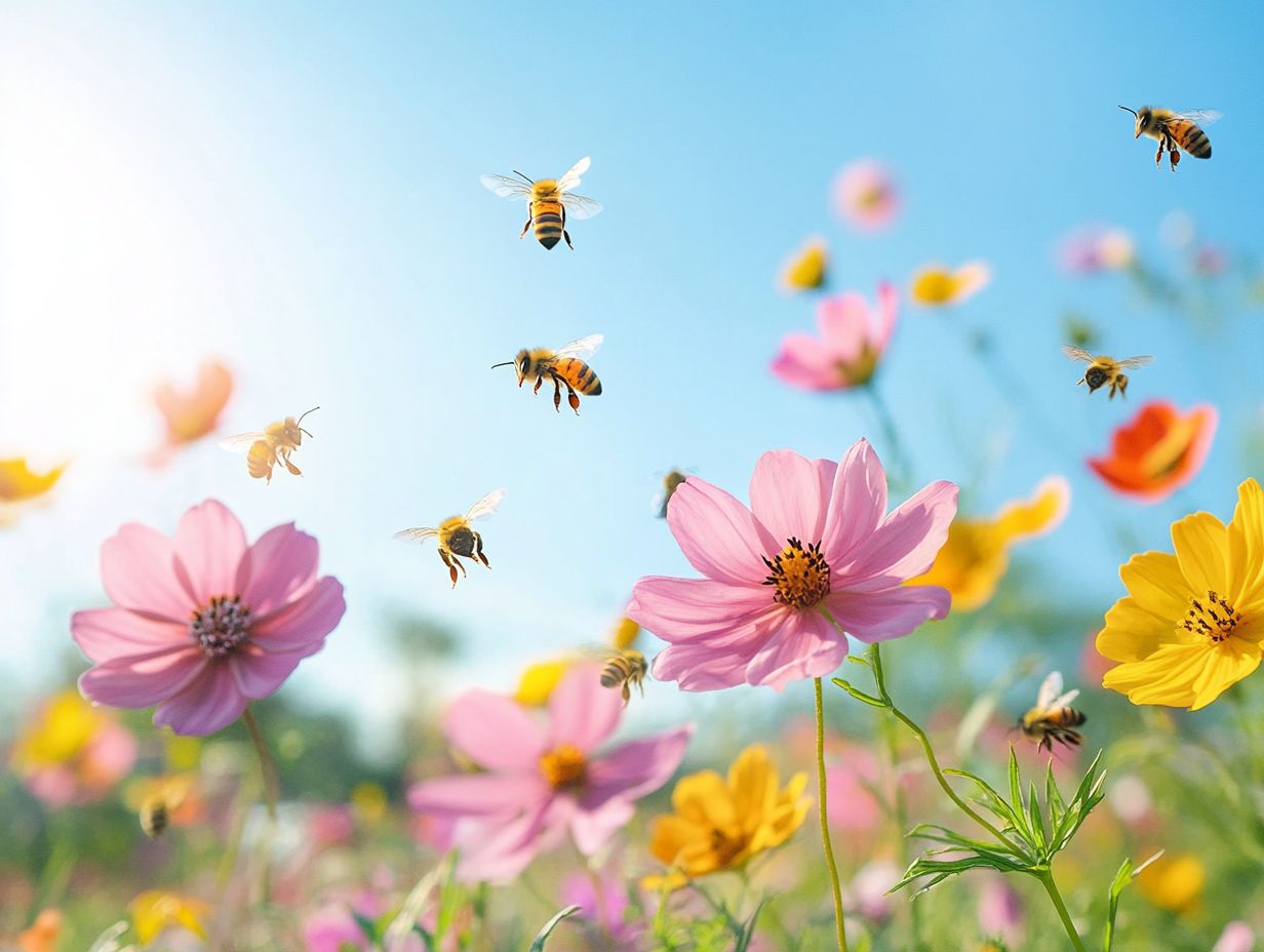 Bees contributing to a healthy ecosystem through pollination