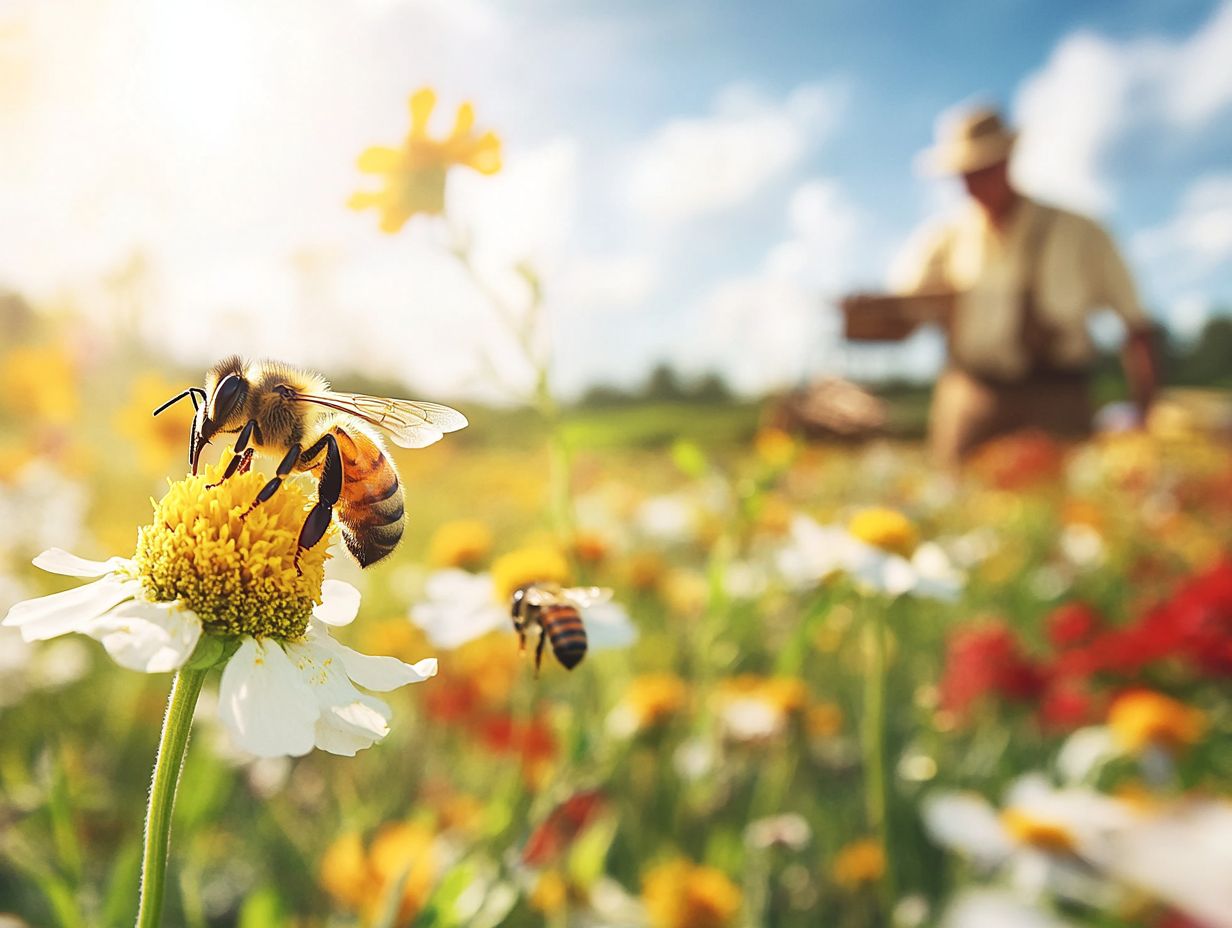 Infographic showing the role of honey bees in crop production