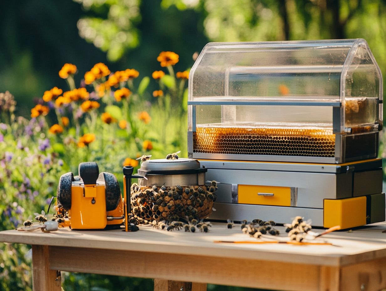 Diagram showing how honey extractors improve efficiency in beekeeping.