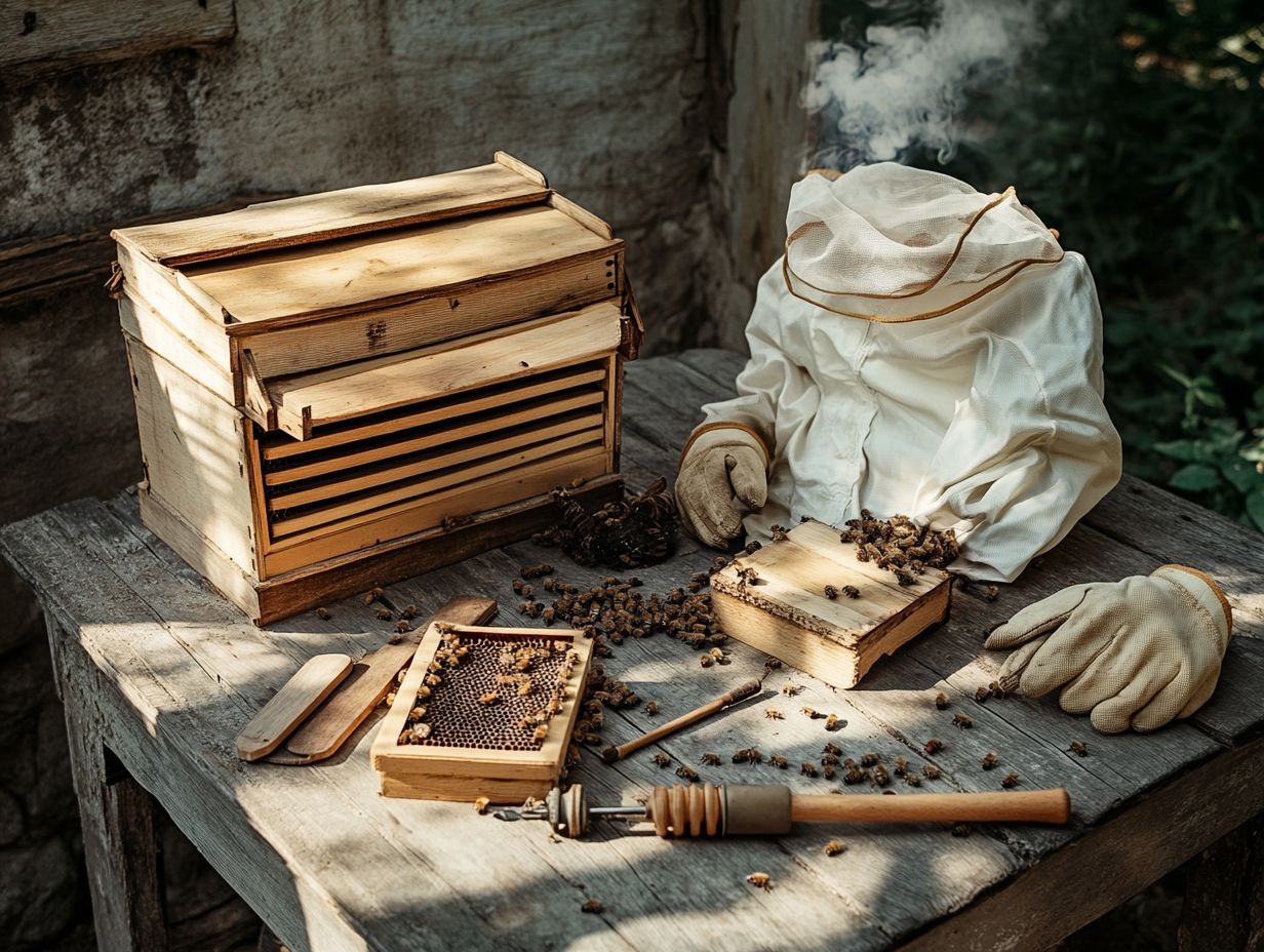 A smoker used in beekeeping to calm bees during hive inspections.