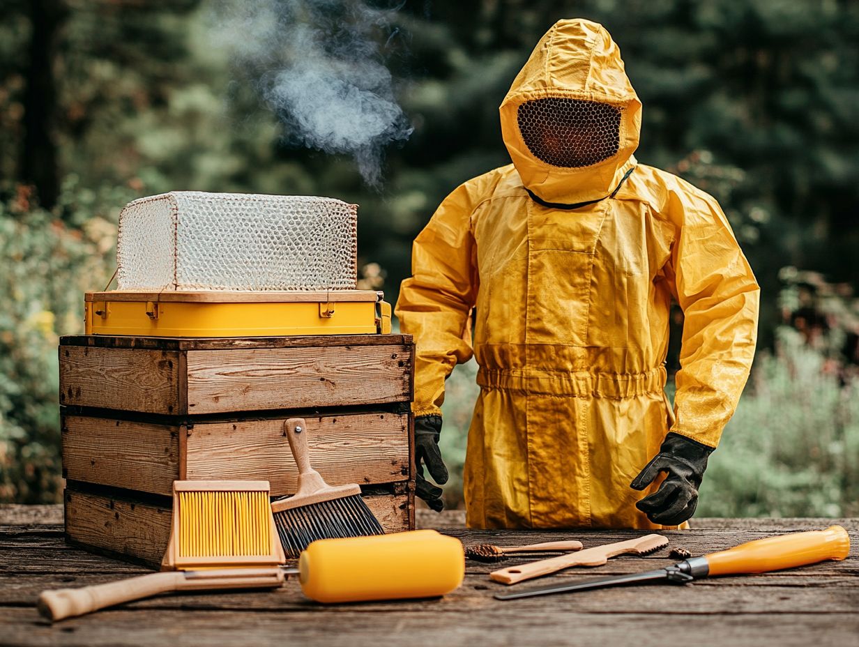 A beekeeper using a hive tool during maintenance