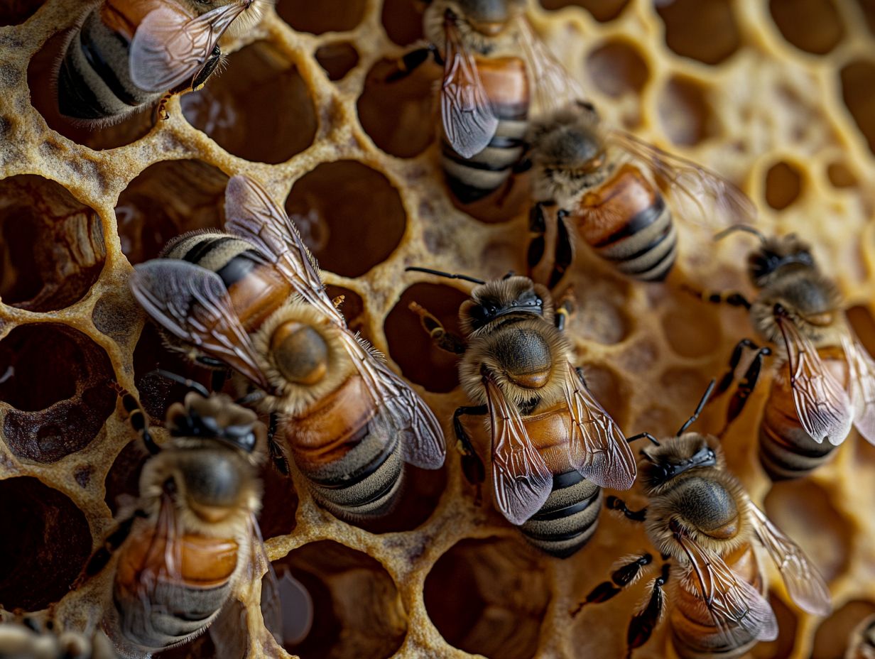 Illustration of the roles of bees in the hive.