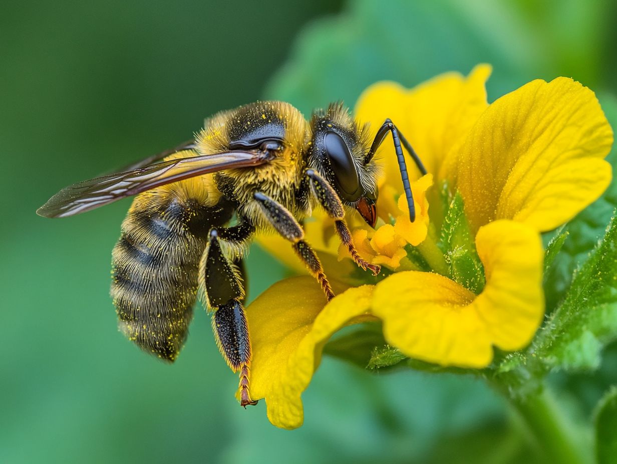 A healthy pollinator bee in a vibrant garden, illustrating the importance of bee-friendly spaces.