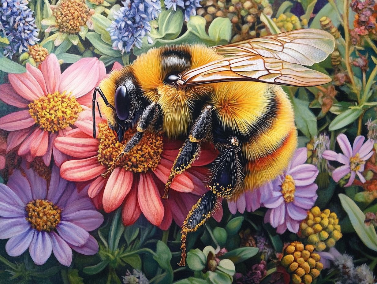 Illustration of the importance of bees in pollination.